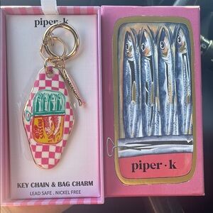 Piper K Pink Checkered Key Chain & Bag Charmsardine keychain